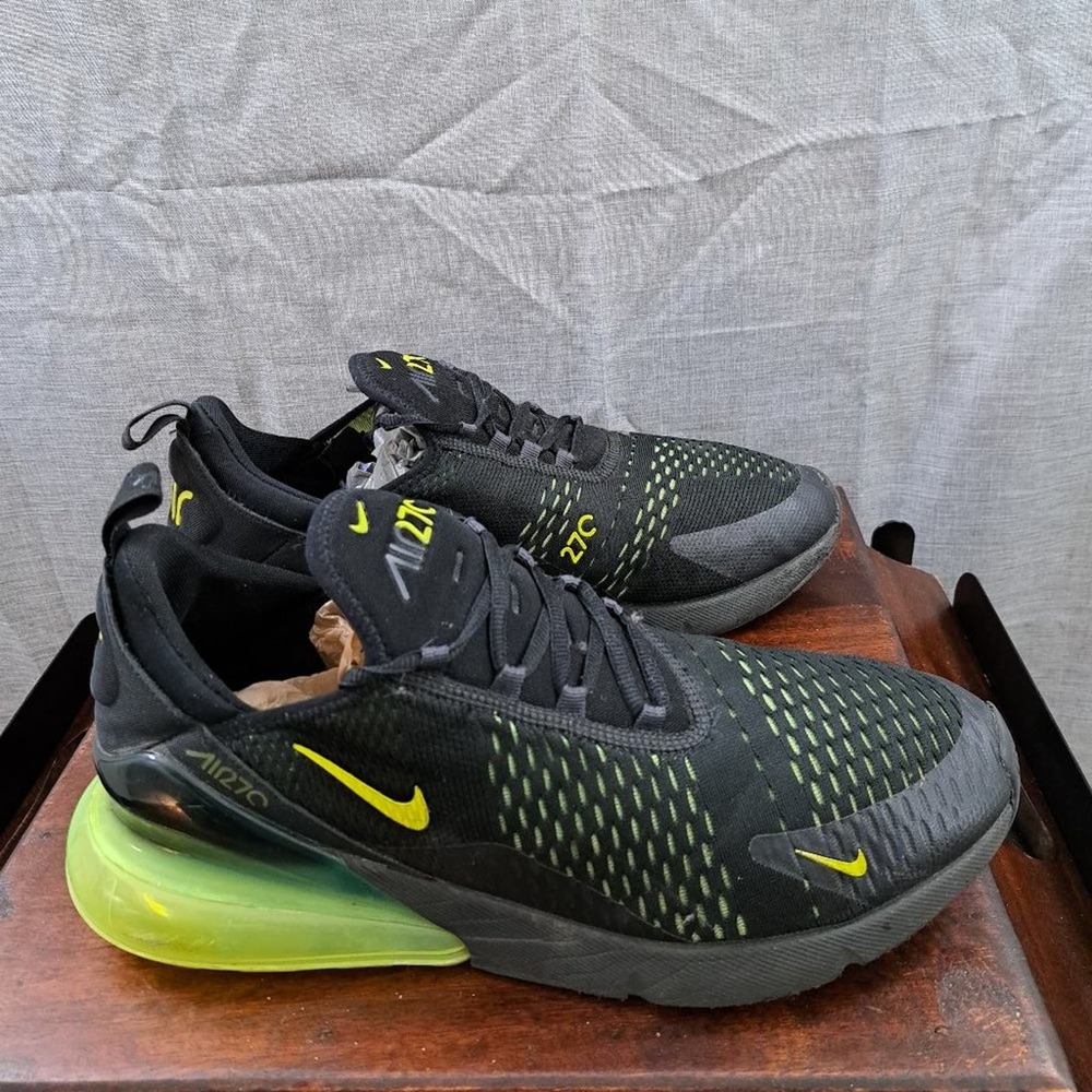 %Nike Air Max 270 Black Volt Oil Grey AH8050-017 Running Shoes / A37 - Picture 2 of 11
